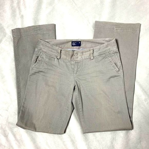 American Eagle Outfitters Denim - American Eagle Stretch Wide Leg Military Green Jeans Size 4 Regular